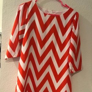 Anthropologie Dress orange chevron size small